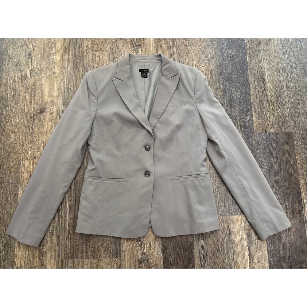 Ann Taylor Womens Gray Two Button Tailored Blazer Jacket Size 8 Professional